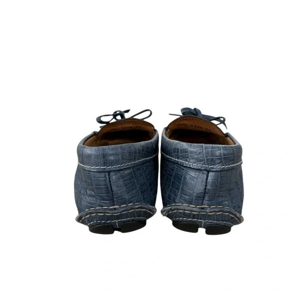 Prada Textured Blue Leather Loafers - Picture 3 of 7